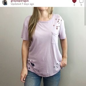 TRUE RELIGION distressed lavender tee size sz XS